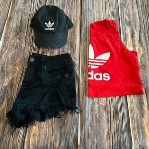 Athletic Adidas Red Crop Top